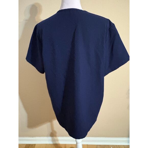 FIGS Technical Collection V Neck Scrub Navy Blue Top Sz M - Picture 4 of 6